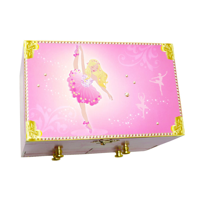 Romantic Ballet Girl's Musical Jewellery Storage Box with Spinning Ballerina