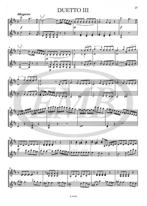 Mestrino - 3 Duetti Concertanti Op3 - 2 Violins Score/Parts EMB Z14663