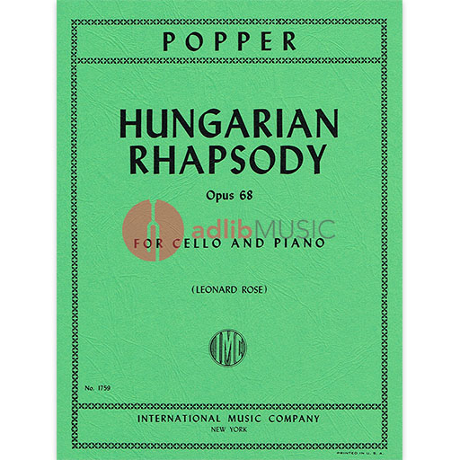 Popper - Hungarian Rhapsody Op68 - Cello/Piano Accompaniment IMC IMC1759