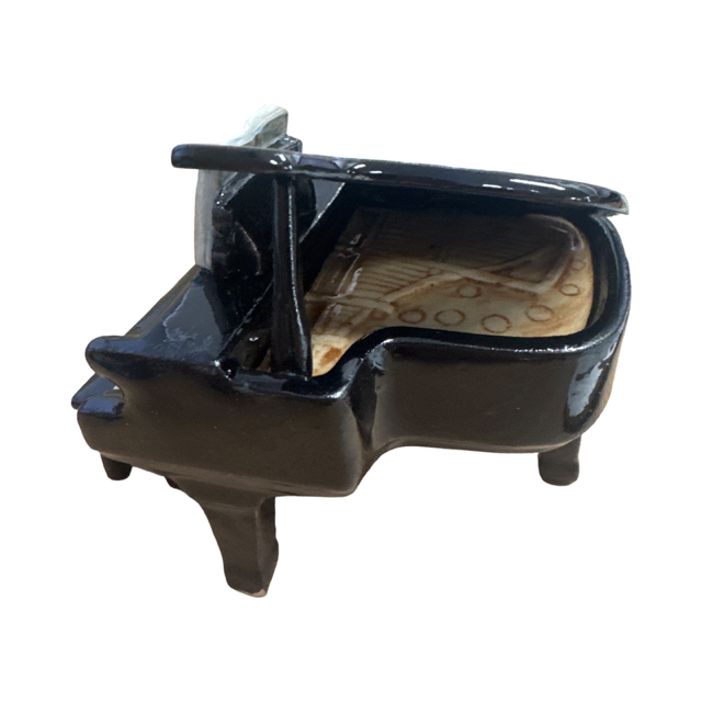 Porcelain Figurine Black Grand Piano with Stool