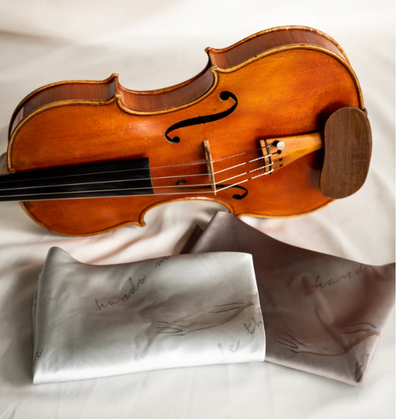 Silk Instrument Wrap - Leatherwood, Mulberry Silk, Light Grey