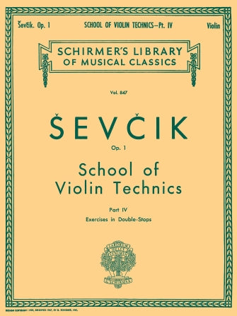 Sevcik - School of Violin Technique Op1 Volume 4 - Violin Solo Schirmer 50256650