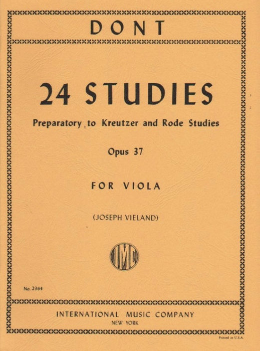 Dont - 24 Studies Op37 Preparatory to Kreutzer & Rode Studies - Viola Solo IMC IMC2364