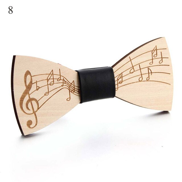 Wood Bow Tie with Manuscript Black Middle
