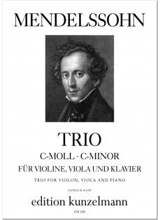 Mendelssohn - Trio in Cmin 1820 - Violin/Viola/Piano Trio Score/Parts Kunzelmann GM1285