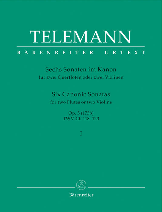 Six Canonic Sonatas for Two Flutes Op 5 Volume 1