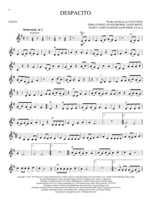 12 Pop Hits - Violin/Audio Access Online Hal Leonard 261797