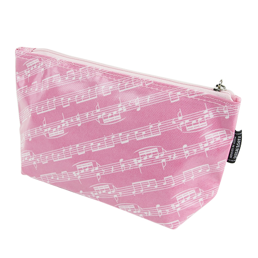 Pencil Case or Toiletry Bag Pink with White Manuscript