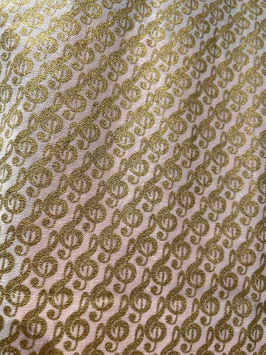 Tote or Music Bag Creme Fabric with Small Gold Treble Clefs