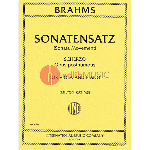 Brahms - Sonatensatz (Scherzo) OpPosth - Viola/Piano Accompaniment IMC