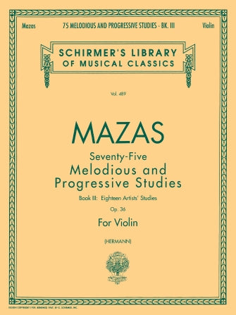 Mazas - Etudes Op36 Volume 3 - Violin Schirmer 50255270