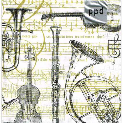 NAPKIN LUNCH - WHITE WITH INSTRUMENTS.