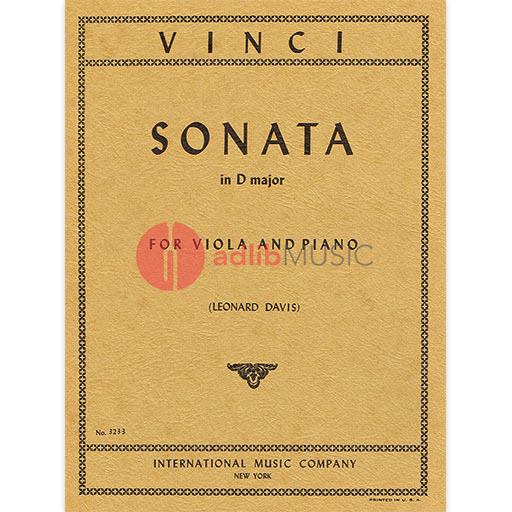 Vinci - Sonata in Dmaj - Viola/Piano Accompaniment IMC IMC3233