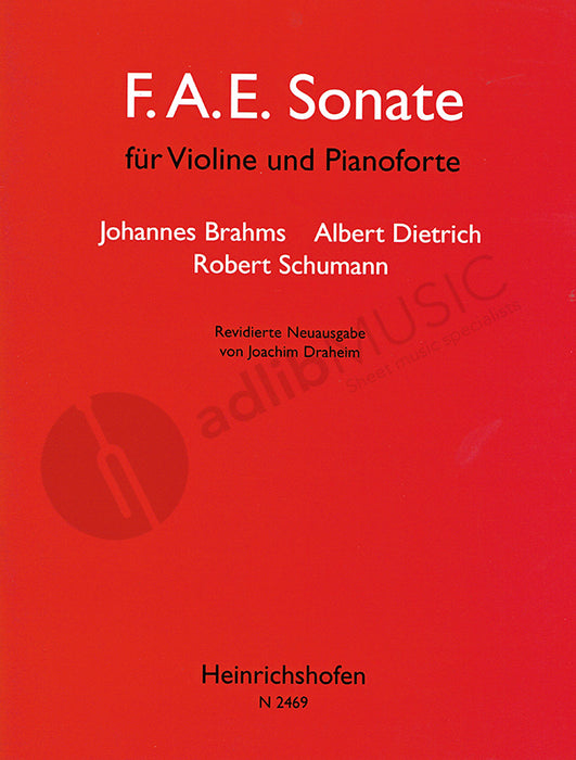 Brahms/Schumann/Dietrich - F-A-E Sonata - Violin/Piano Accompaniment Noetzel N2469