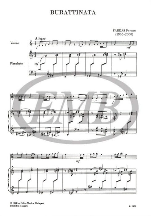Farkas - Burrattinata - Violin/Piano Accompaniment EMB Z2989