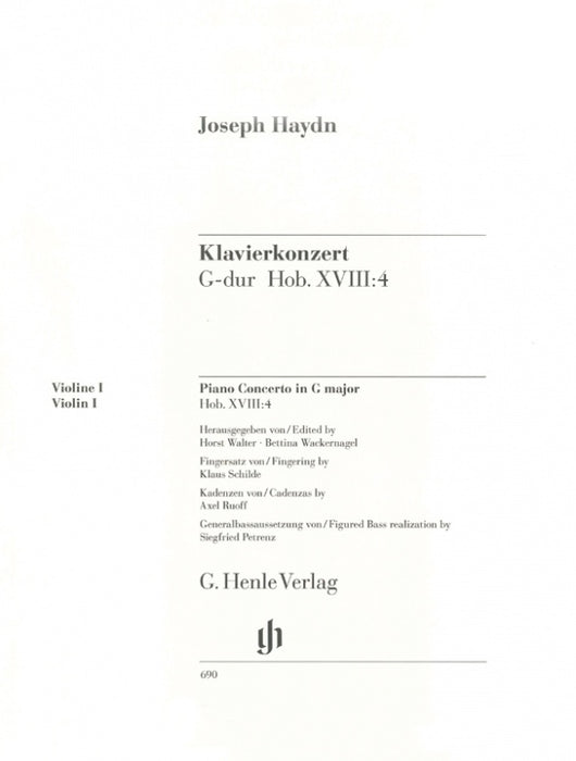 Haydn - Concerto in Gmaj HobXVII:4 - Piano Quintet Violin 1 Part Henle HN690