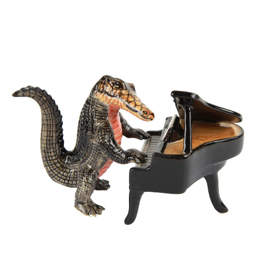Porcelin Figurine Crocodile playing the Piano