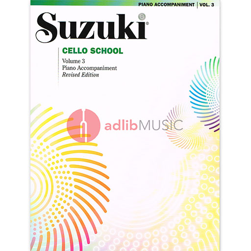 Suzuki Cello School Book/Volume 3 - Piano Accompaniment International Edition Summy Birchard 0484S