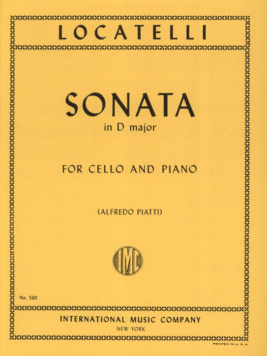 Locatelli - Sonata in Dmaj - Cello/Piano Accompaniment IMC IMC0530