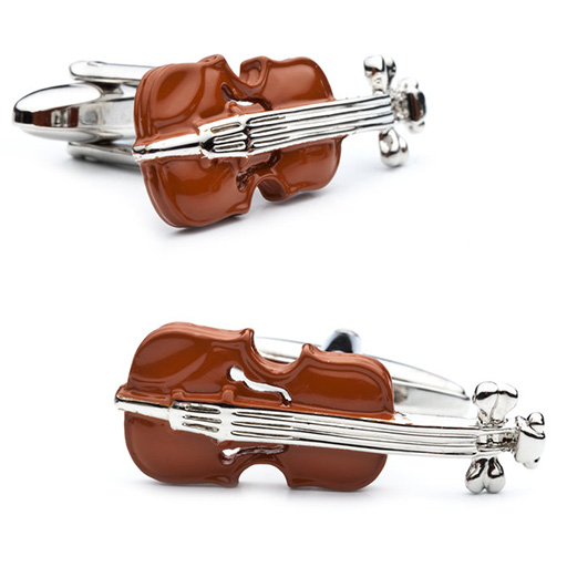 ***WAS 25.95***Violin Cufflinks Brown Violins/Violas with Silver Clasp in Gift Box