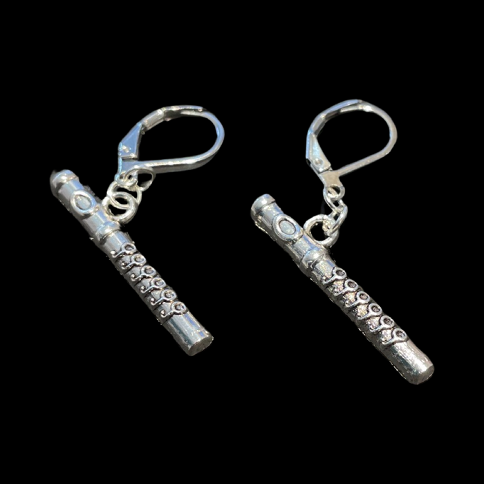 Silver Plated Drop Flute Earrings Clipon