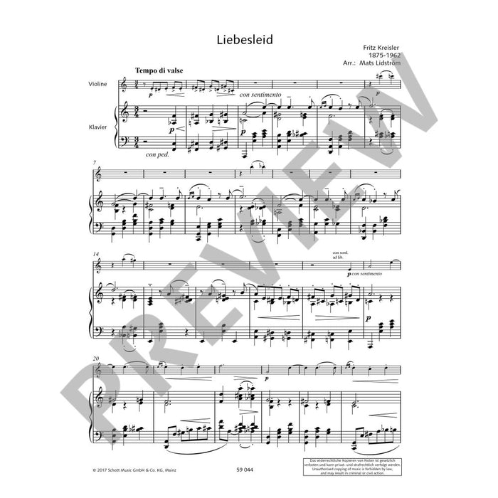 Old Viennese Dance Tunes Liebesleid No 2 Violin/ Piano