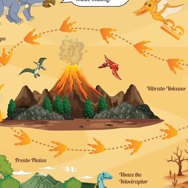 Jurassic Journey A3 Music Practice Chart by Musically Gifted