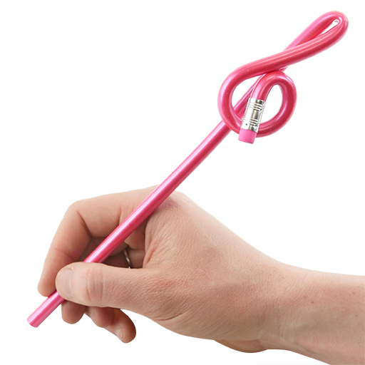 Bent Treble Clef Shape Pencil Pink