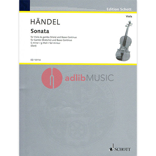 Handel - Sonata in Gmin - Viola/Piano Accompaniment Schott ED10114