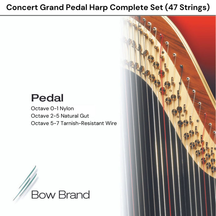 Concert Grand Pedal Harp Bow Brand Complete String Set (47 Strings)
