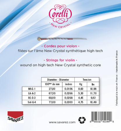Corelli New Crystal Violin String Set 4/4 Medium