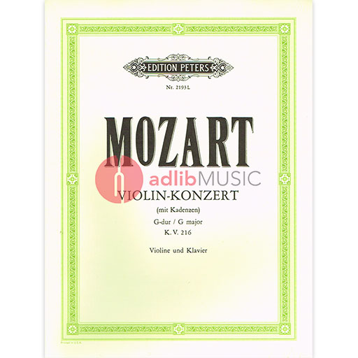 Concerto No. 3 In G K. 216 - for violin and piano - Wolfgang Amadeus Mozart - Violin Edition Peters