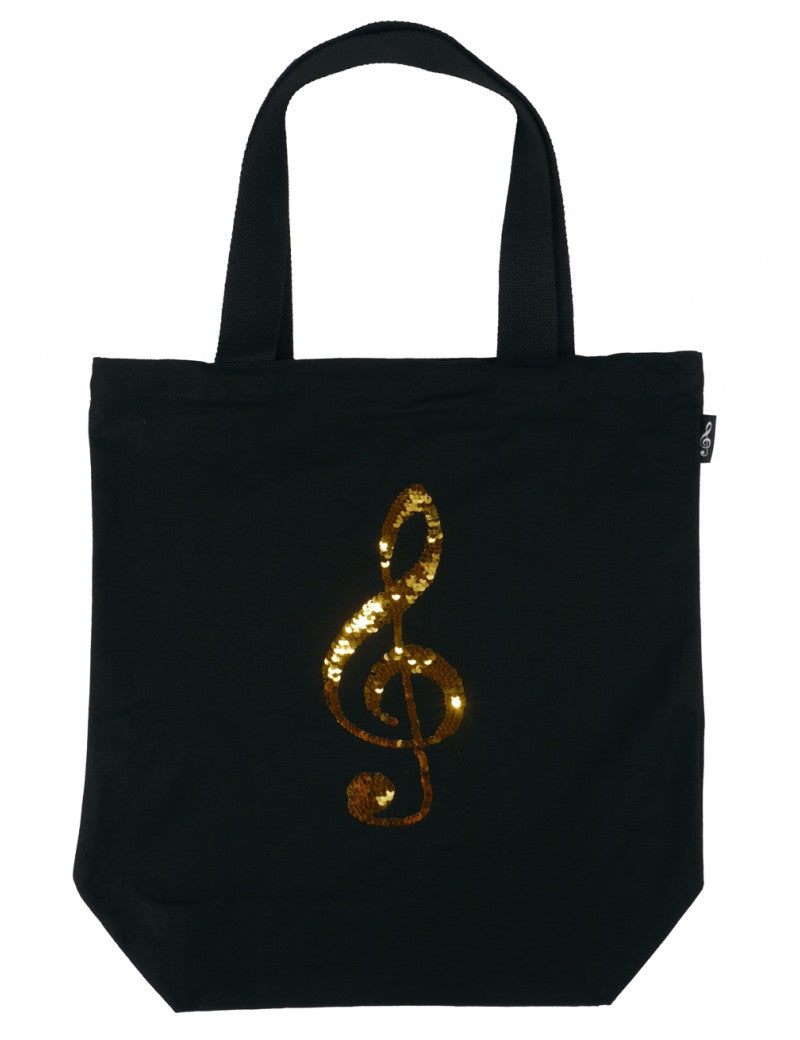 Canvas Tote or Music Bag Black with a Gold Treble Clef — The Sydney