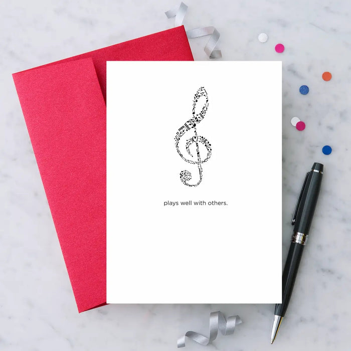 Greeting Card Music Heart "Plays Well With Others" Boxed Note Cards set of 8
