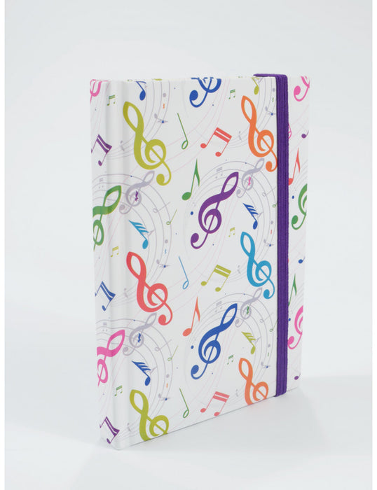 A6 Notebook with Colourful Treble Clefs