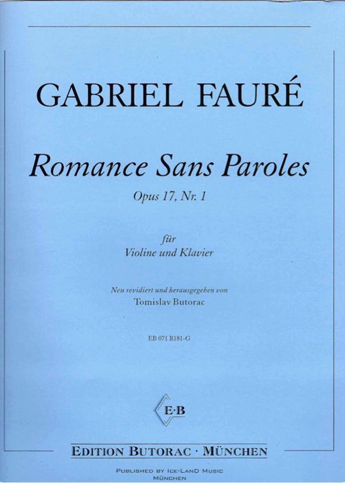 Faure - Song Without Words Op17/1 - Violin/Piano Accompaniment Iceland EB071R181-G