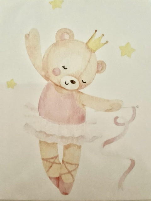 Greeting Card Bear Ballerina with a Wand