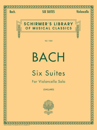 Bach - 6 Suites BWV1007-1012 LIB1565 - Cello Solo Schirmer 50260150