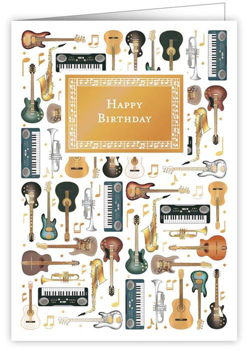 Greeting Card - Happy Birthday Various Instruments Collage