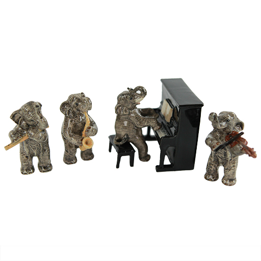 Porceline Figurines of Elephant Musicians