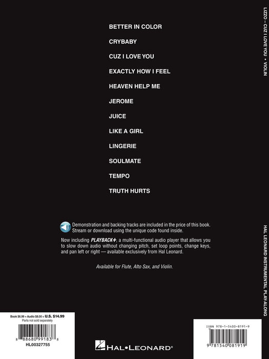 Lizzo - Cuz I Love You - Violin/Audio Access Online Hal Leonard 327755