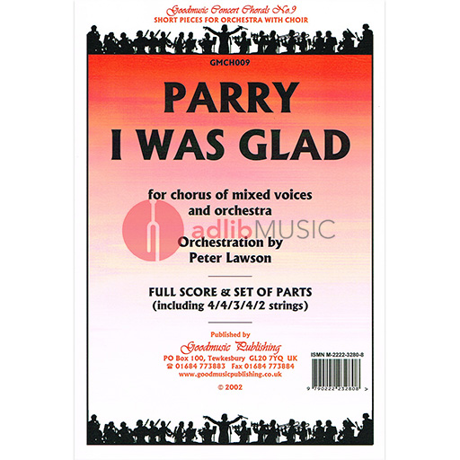 I WAS GLAD (SCORE/PTS) - PARRY (ORCH PACK) - GOOD MUSIC