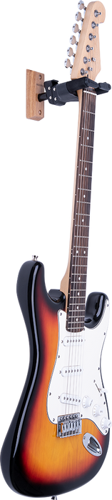 Guitar Wall Hanger - Hercules Wood Block Wall Mount Black Wood Base, Short Arm